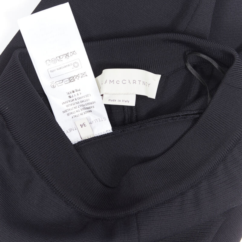 STELLA MCCARTNEY black viscose blend panel flared hem stretch cropped pants FR34