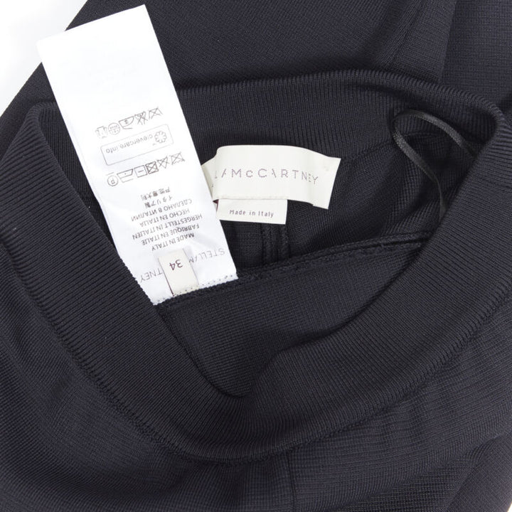 STELLA MCCARTNEY black viscose blend panel flared hem stretch cropped pants FR34