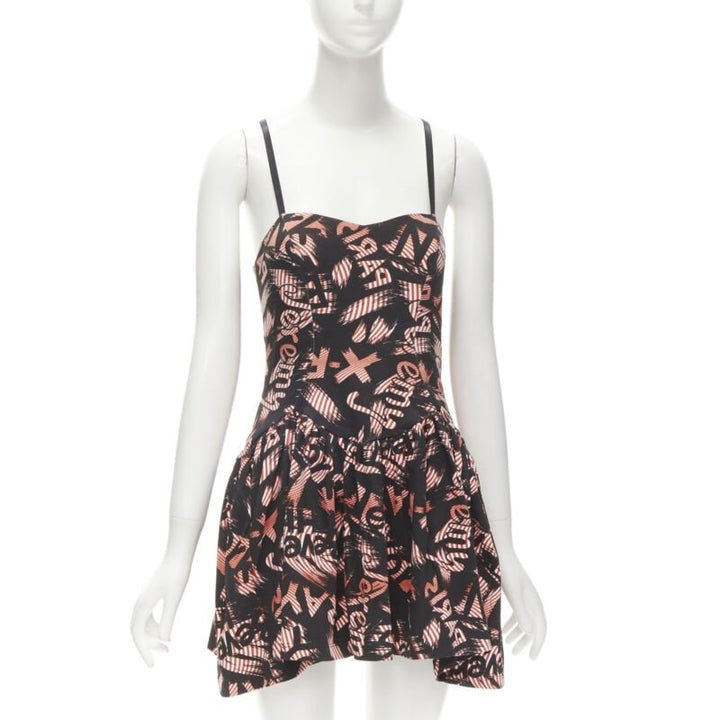 JEREMY SCOTT orange X-ray New York City Names strappy mini dress