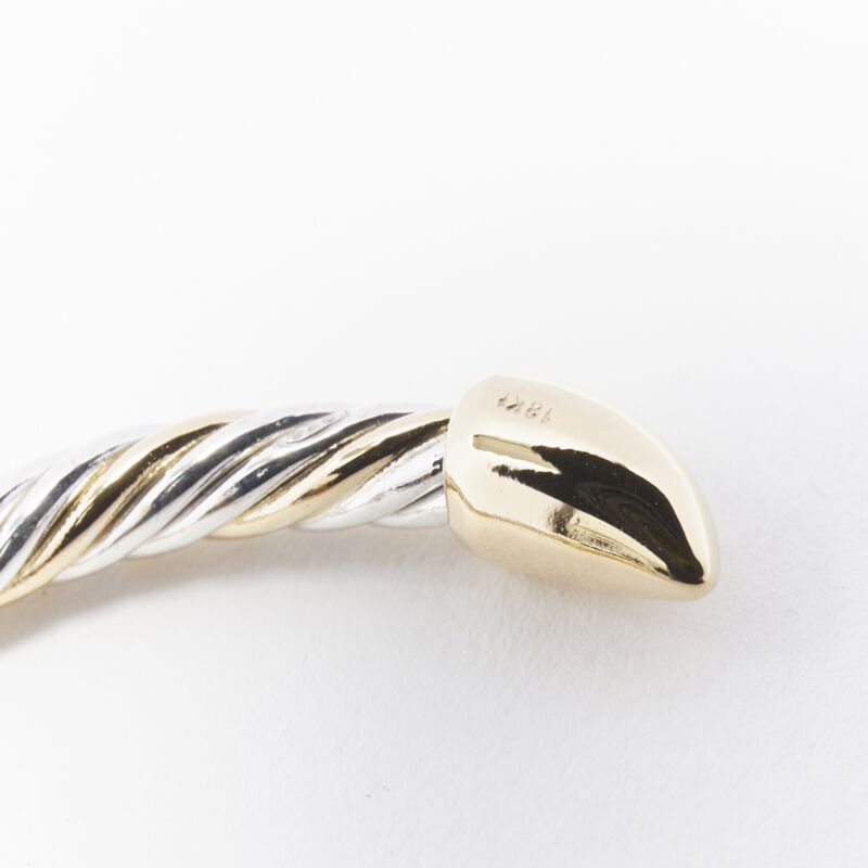 vintage BVLGARI JEWELLERY 18k yellow white gold twist bangle cuff bracelet