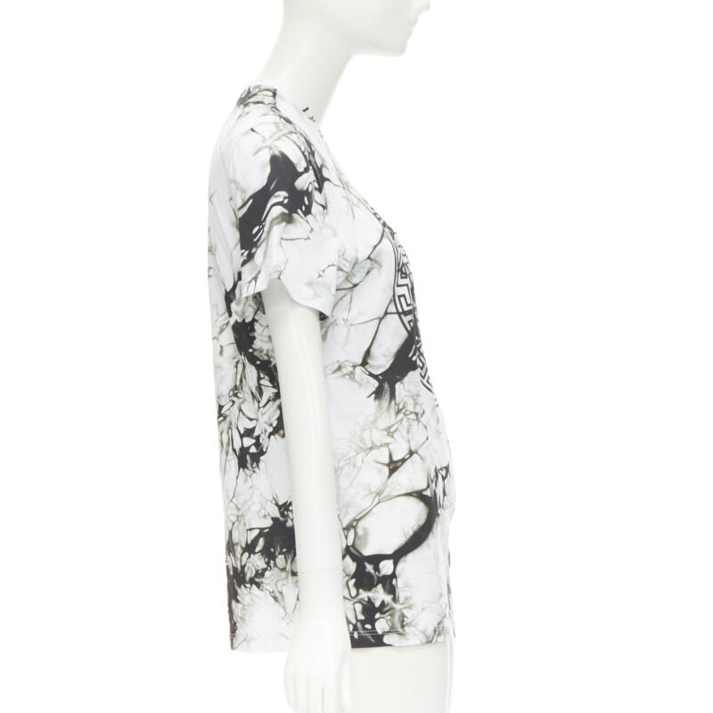 VERSACE Medusa gold ring marble black white tie dye tshirt IT38 S