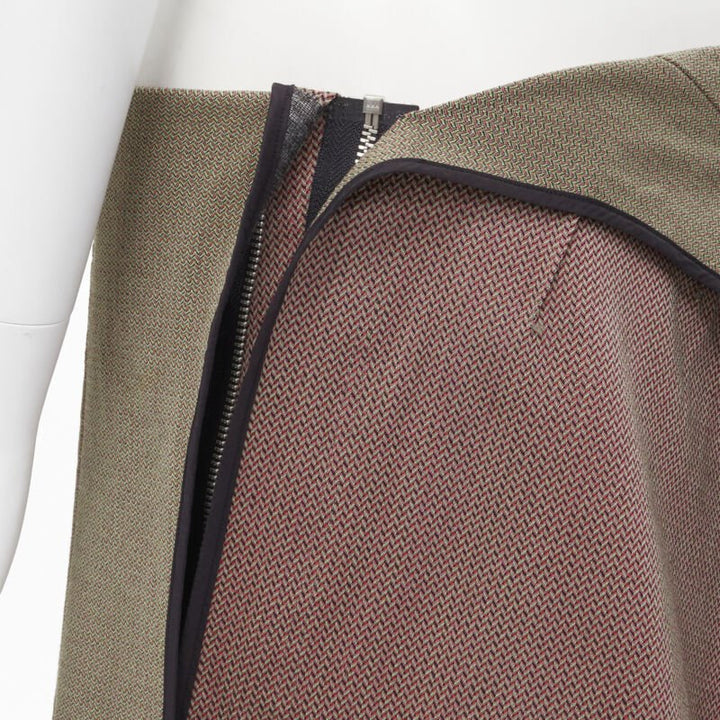 vintage JUNYA WATANABE 1997 wool green red deconstructed asymmetric mini skirt M