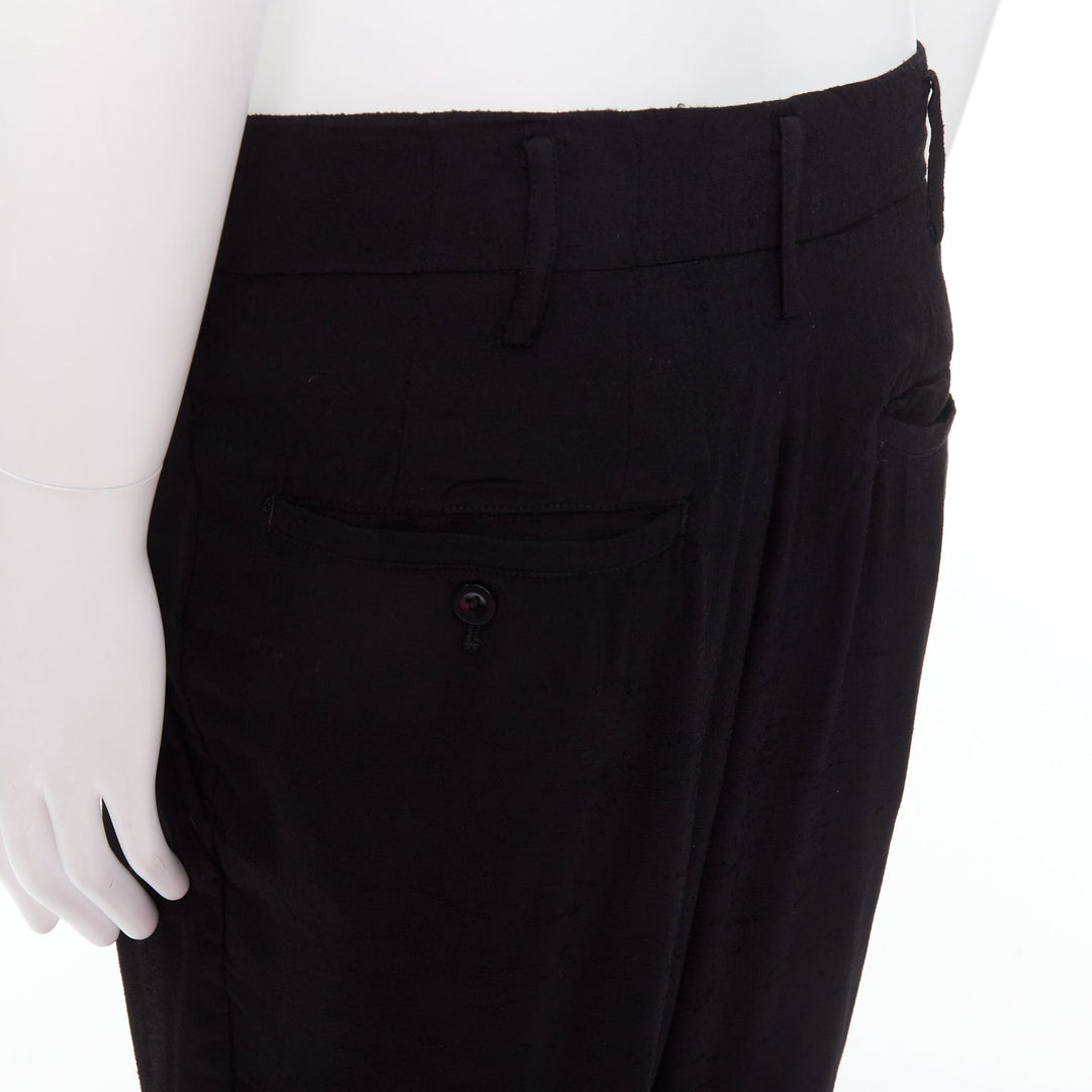 YOHJI YAMAMOTO Y's black rayon pleated front wide tapered pants JP3 L