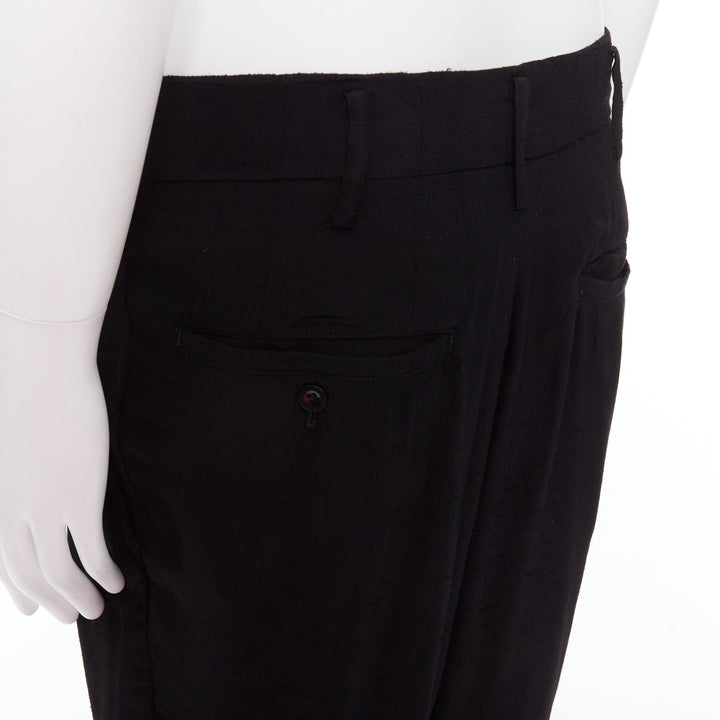 YOHJI YAMAMOTO Y's black rayon pleated front wide tapered pants JP3 L