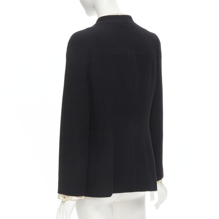 CHANEL 97A Vintage black wool CC pearl buttons panelled 4-pocket jacket FR40 M