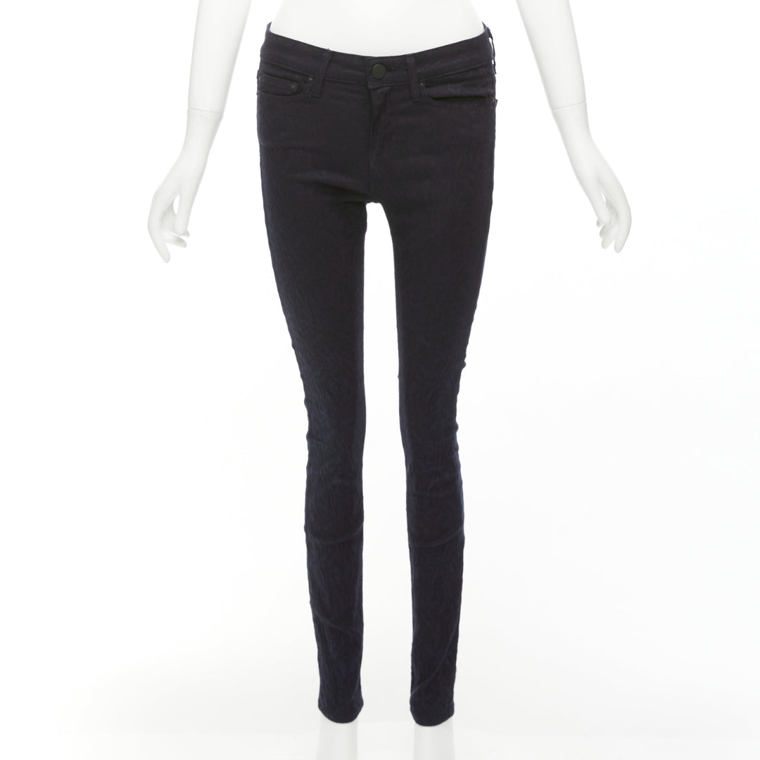 VINCE navy crinkle jacquard jersey mid waist skinny jeans pants 27"