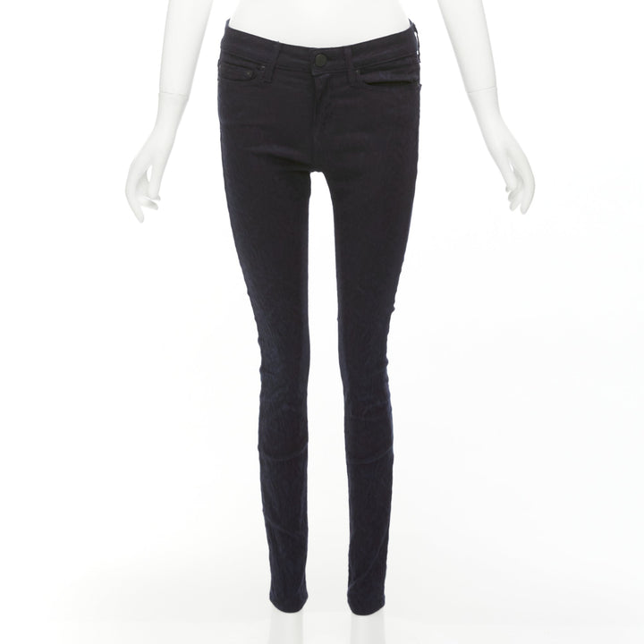 VINCE navy crinkle jacquard jersey mid waist skinny jeans pants 27"