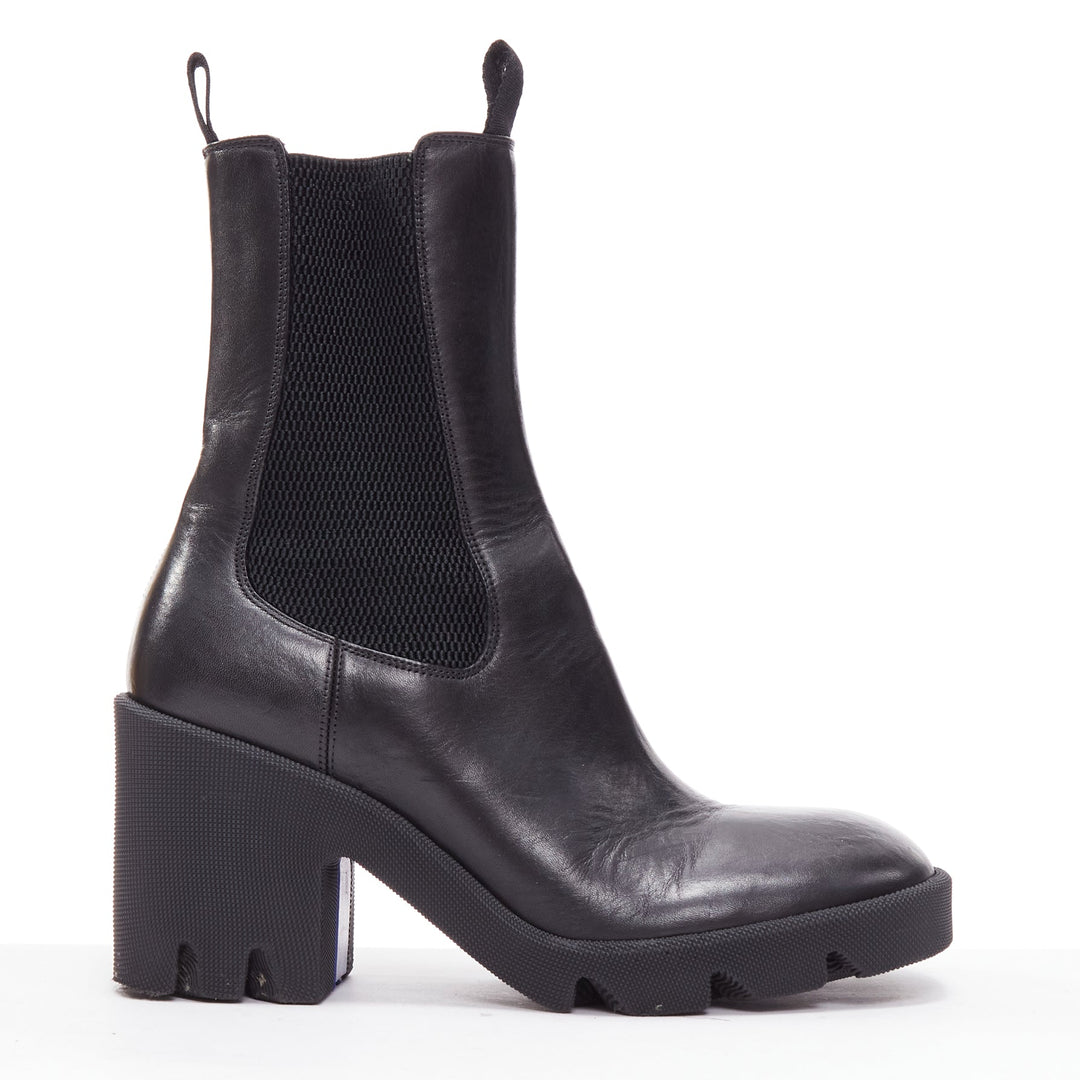 BURBERRY Daniel Lee Stride 85 black leather chunky heel boots EU39