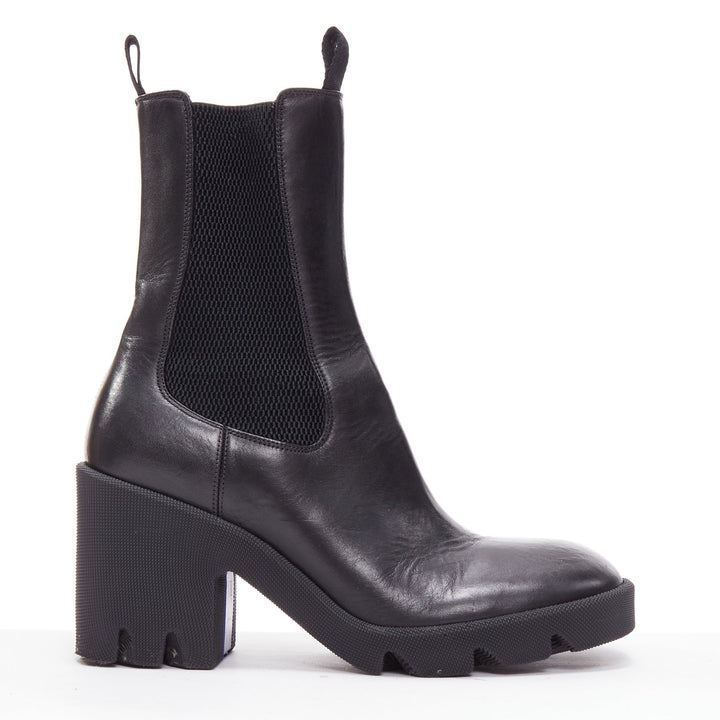 BURBERRY Daniel Lee Stride 85 black leather chunky heel boots EU39