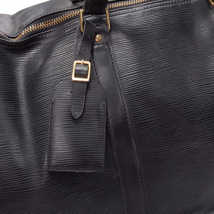 LOUIS VUITTON Keepall 55 black epi leather LV logo GHW travel bag