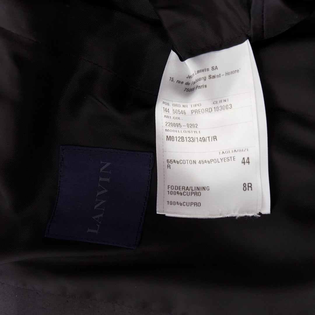 LANVIN dark grey cotton blend nylon minimal single breast suit blazer EU44 XS