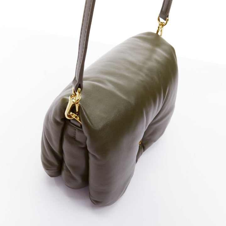 LOEWE Mini Puffer Goya khaki soft nappa padded pillow crossbody bag