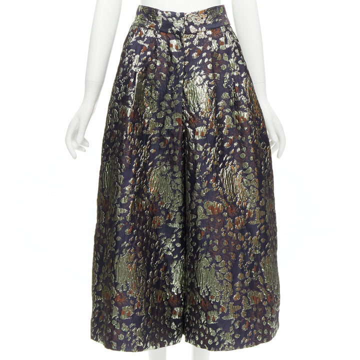 MALENE BIRGER Dinard gold metallic brocade wide leg culottes pants FR32 XXS