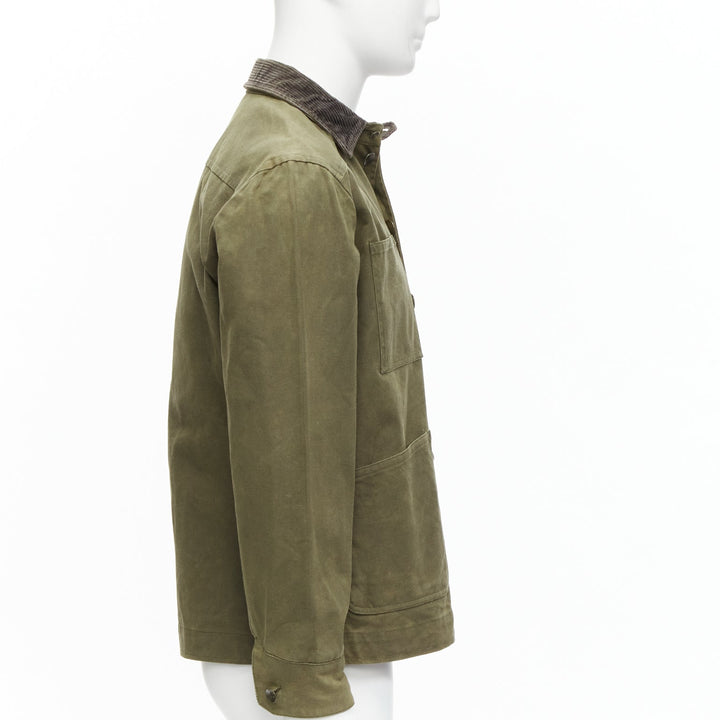 RAG & BONE Barneys green waxed cotton corduroy collar 4 pockets jacket US38 M