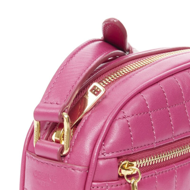 CELINE Hedi Slimane 2019 C Charm pink quilted small crossbody camera bag