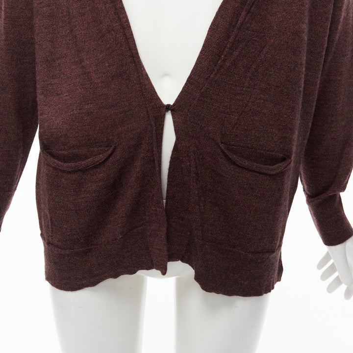 ISABEL MARANT brown 100% mercerised wool single button cardigan Sz. 1 S