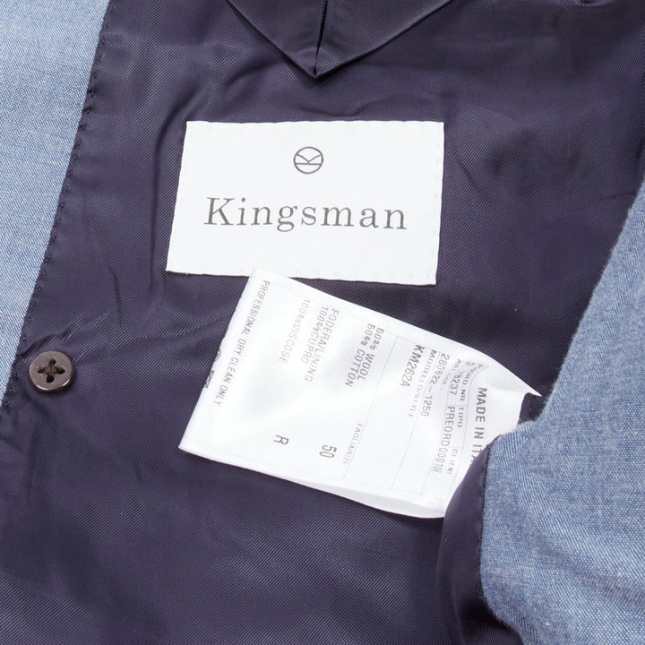 KINGSMAN blue wool cotton double breasted blazer jacket IT50 L
