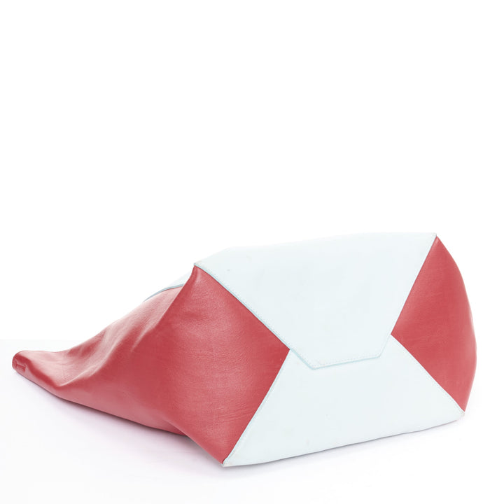 CELINE Phantom Cabas baby blue red bicolour horizontal tote bag