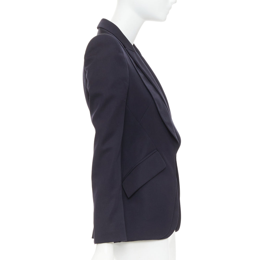 ALEXANDER MCQUEEN 2017 navy wool layered double collar blazer jacket IT38 XS