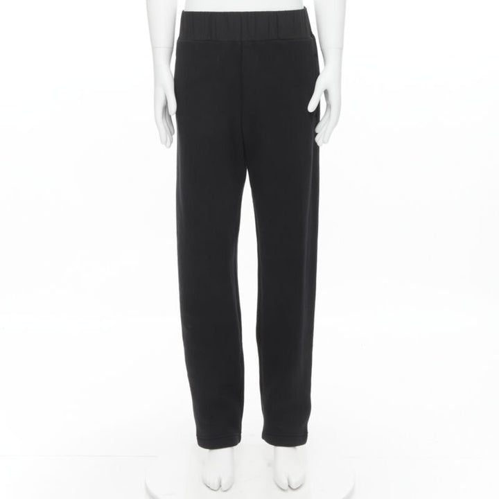BOTTEGA VENETA black cotton waist band heavy cotton wide leg sweat pants IT48 M