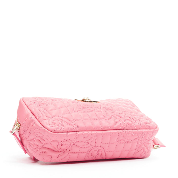 VERSACE Vanitas baroque quilted pink leather gold Medusa crossbody waist bag