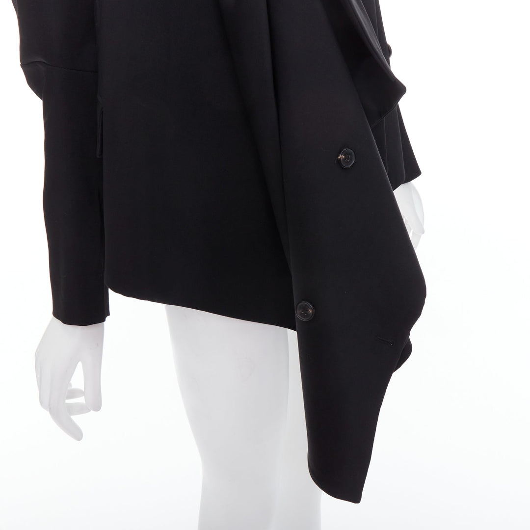 MAISON MARTIN MARGIELA 2001 Runway black deconstructed draped coat FR38 M