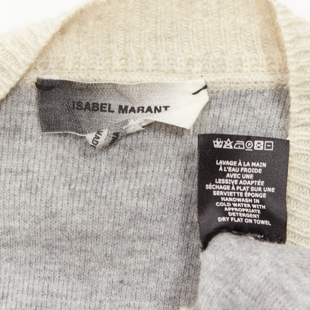 ISABEL MARANT Nelson grey melange cotton striped trim sweatshirt S