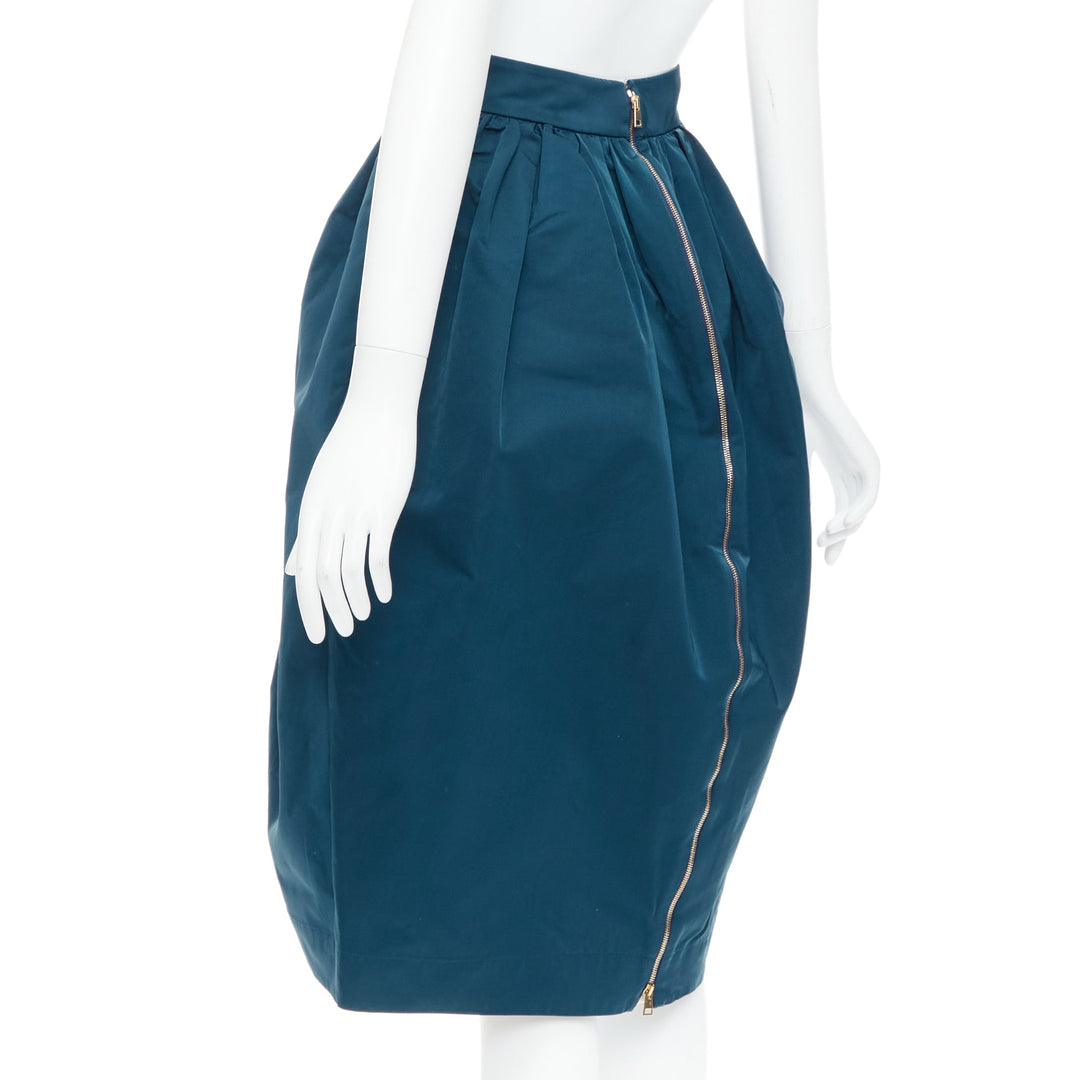 ROCHAS teal blue high waist full bubble midi cocktail skirt IT38 XS