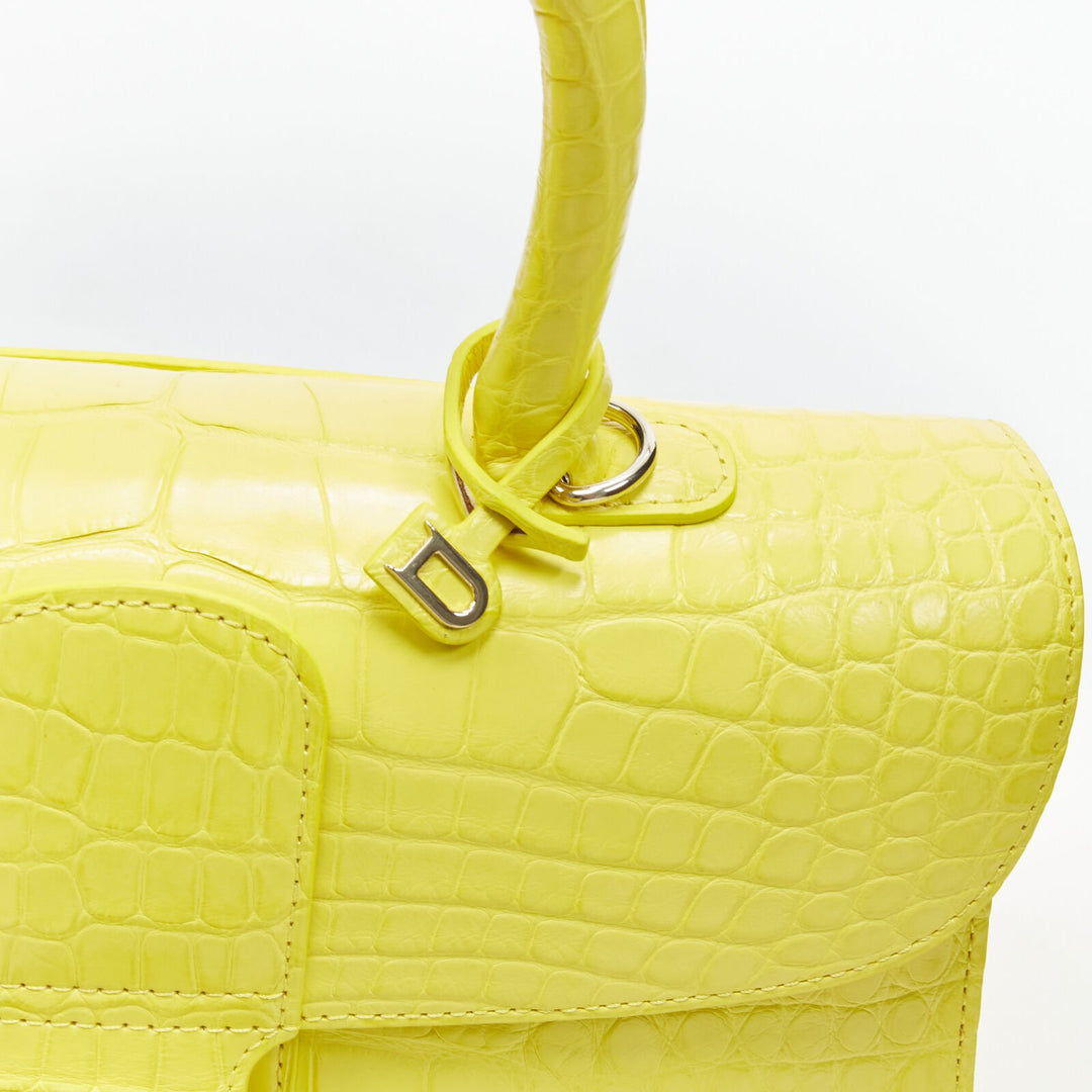 rare DELVAUX Brilliant PM Sunshine Citron yellow scaled leather crossbody bag