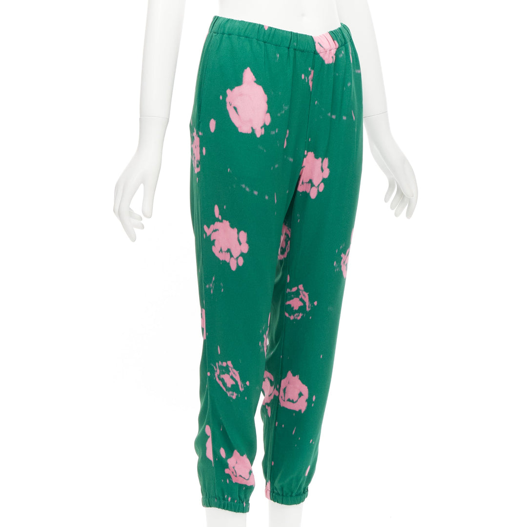 MARNI green pink splatter tie dye print elasticated casual pants IT38 XS