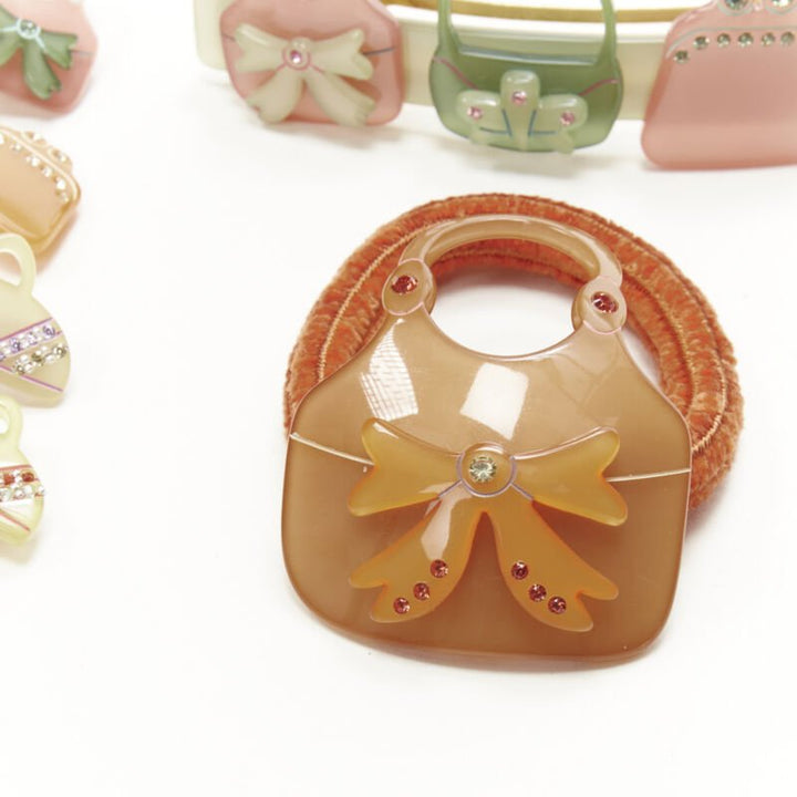 CHIC & MODE Alexandre Zouari pastel cystal bow purse acrylic hair clip tie X6