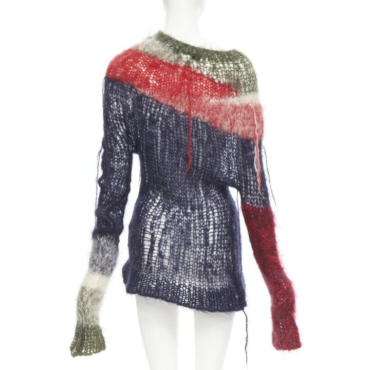 JUNYA WATANABE 2006 Runway punk loose knit wool distressed punk sweater M