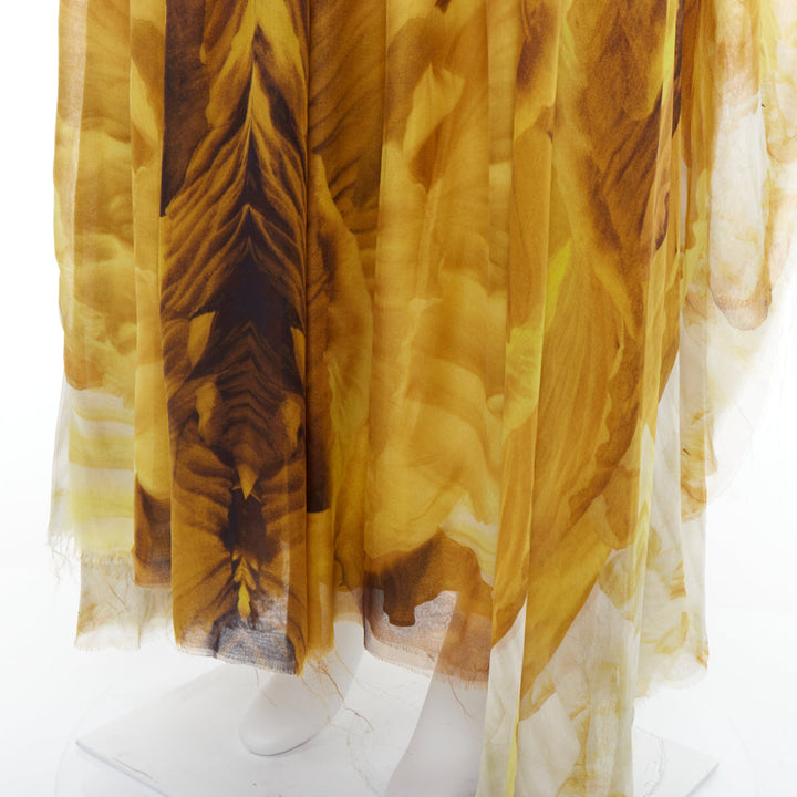 ALEXANDER MCQUEEN SS2011 Runway yellow gold embellished kaftan dress IT38 XS