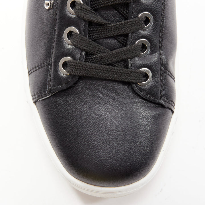 KARL LAGERFELD black leather silver logo chunky lace up sneakers EU38