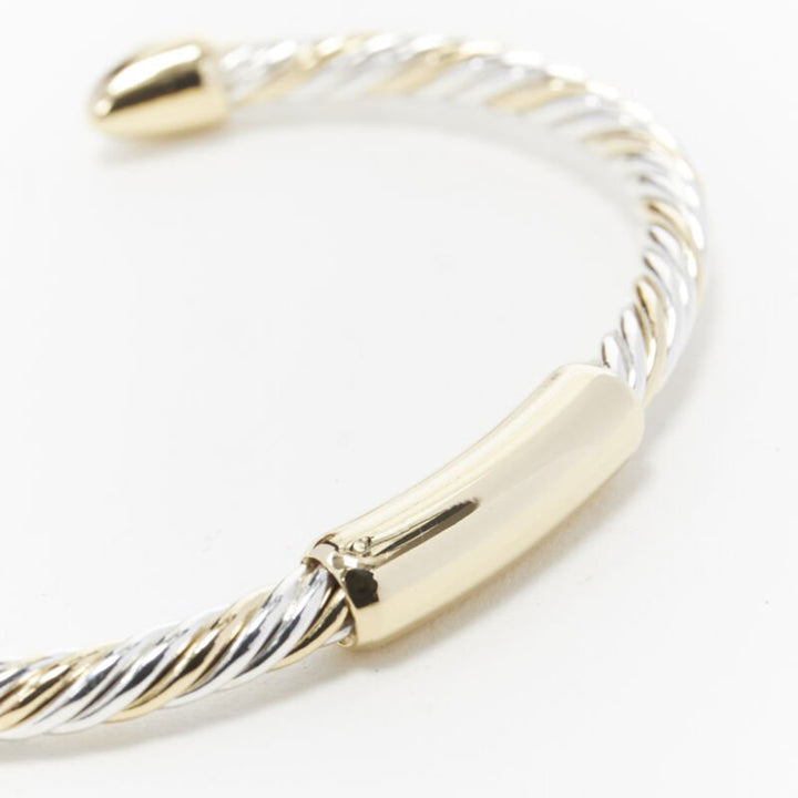 vintage BVLGARI JEWELLERY 18k yellow white gold twist bangle cuff bracelet