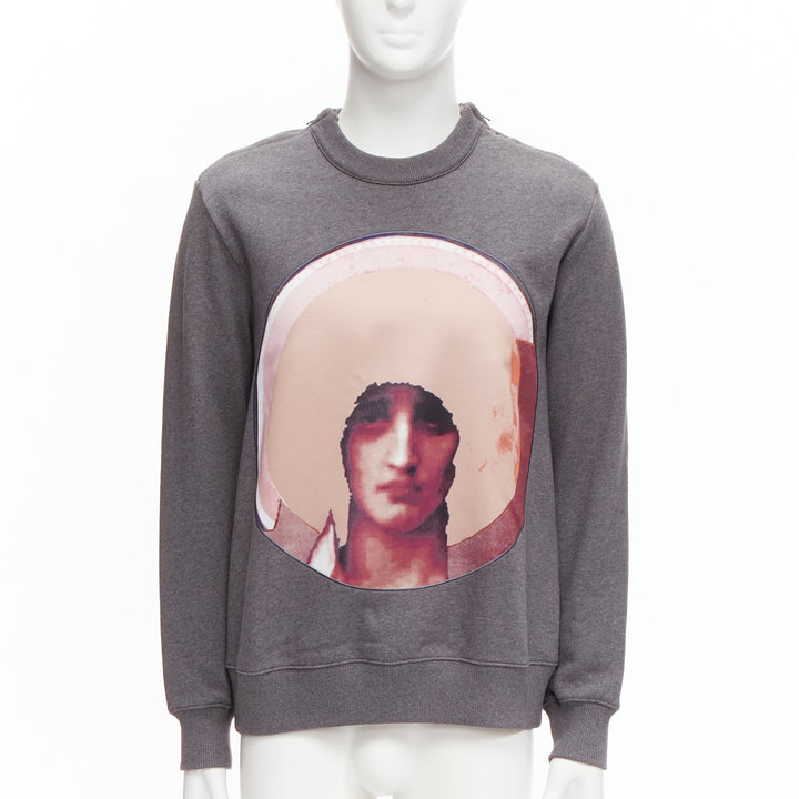 GIVENCHY Riccardo Tisci Madonna pink patch print grey zip shoulder sweater XS