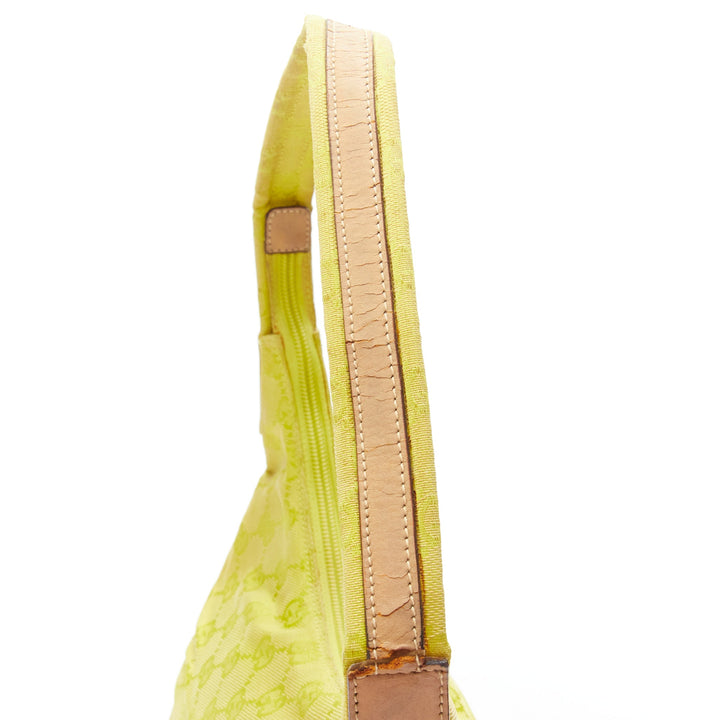 GUCCI Vintage yellow GG monogram canvas small hobo shoulder bag