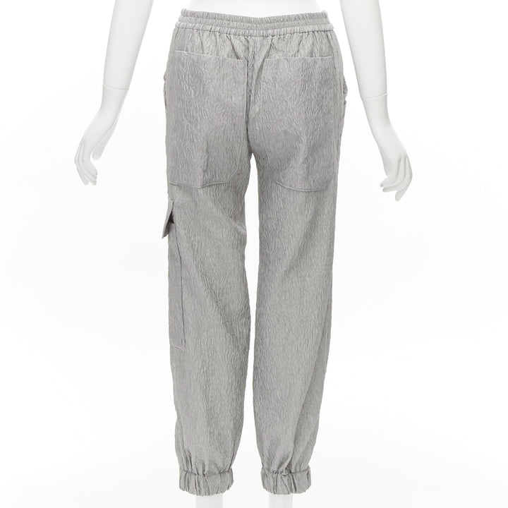 CECILIE BAHNSEN Jackson grey matelasse cloque cargo track pants UK6 XS