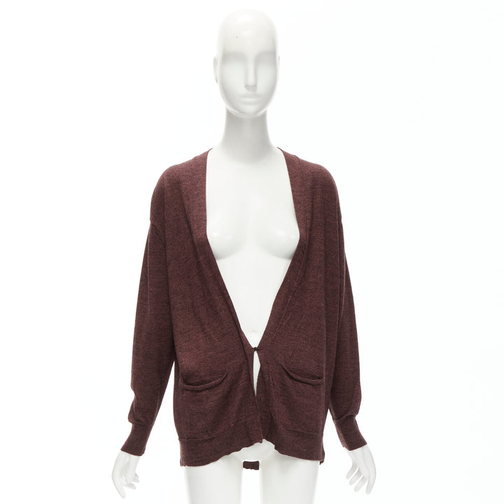 ISABEL MARANT brown 100% mercerised wool single button cardigan Sz. 1 S