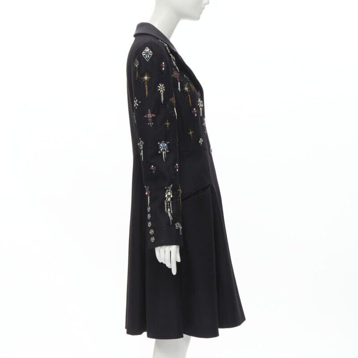 Runway CHANEL Paris London Metier D'art Lesage Punk cashmere coat FR40