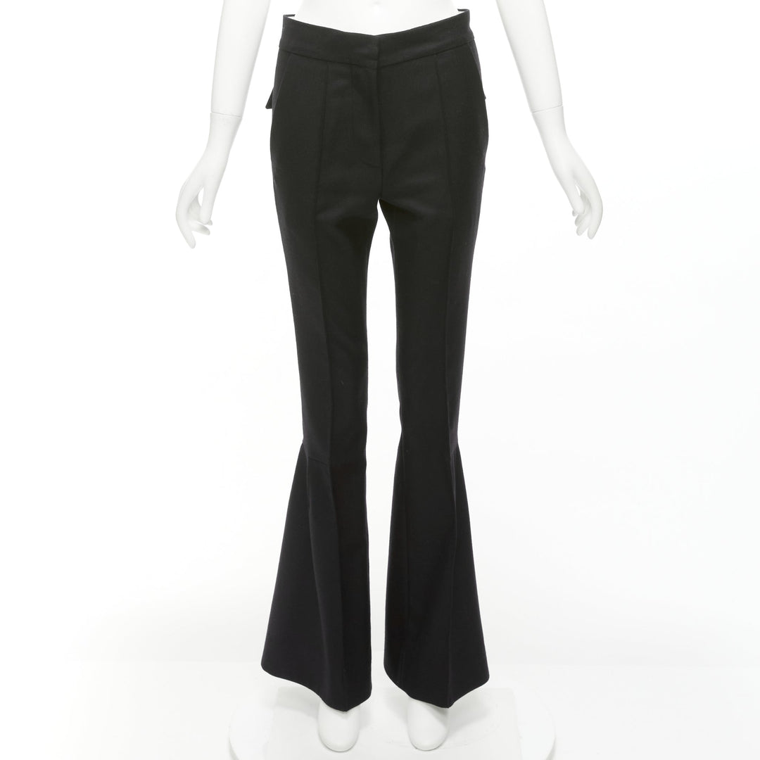 MARNI black wool twill mid waist flared dress pants IT38 XS
