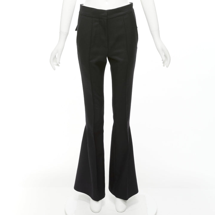 MARNI black wool twill mid waist flared dress pants IT38 XS