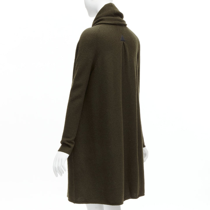 VINCE army green yak wool shawl neck single button wrap cardigan coat XXS