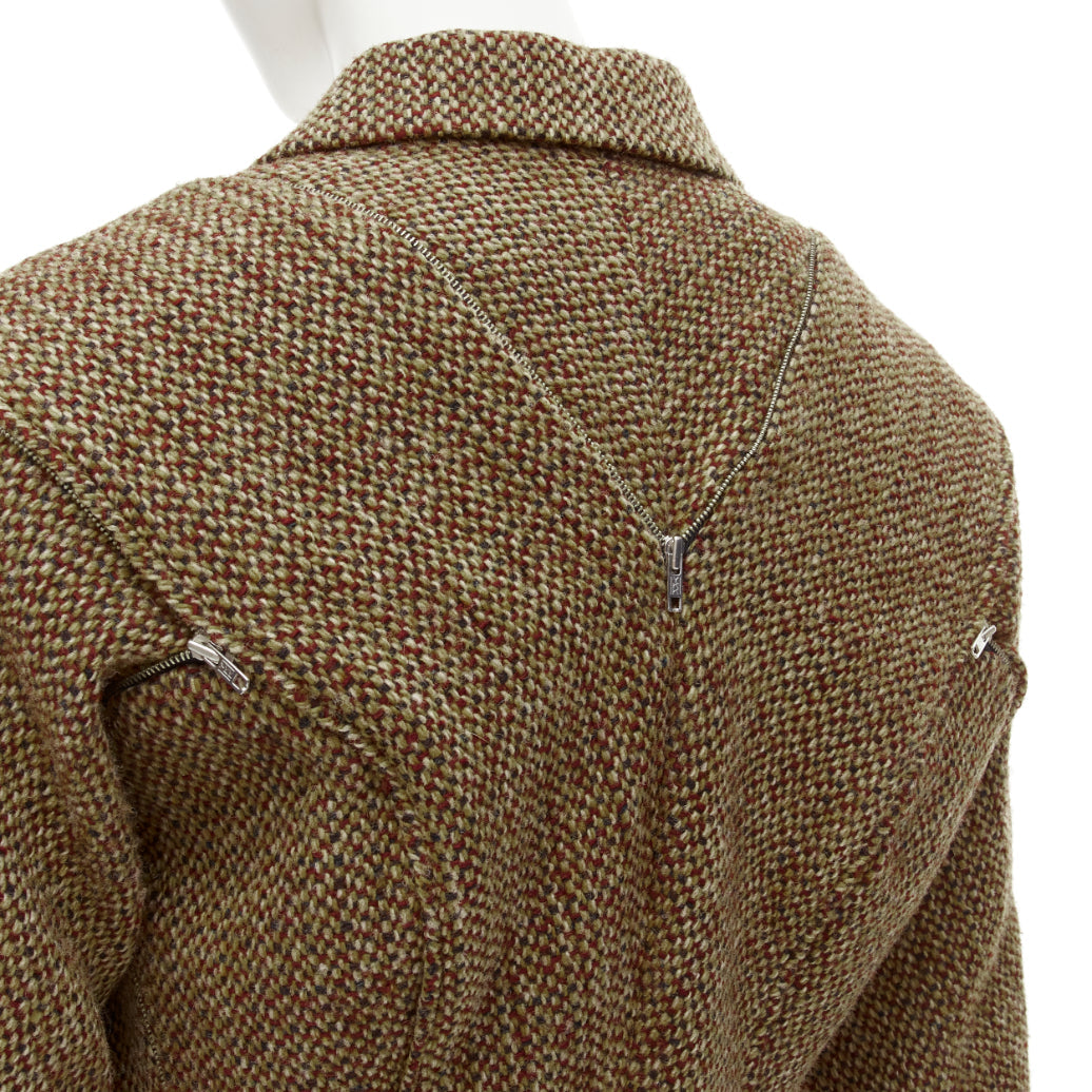 rare JUNYA WATANABE 1999 Runway brown tweed herringbone transformable jacket M