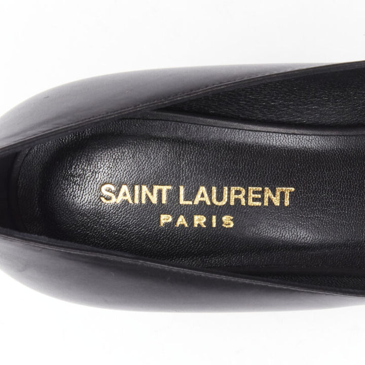 SAINT LAURENT silver spike studded bow point toe pump EU37
