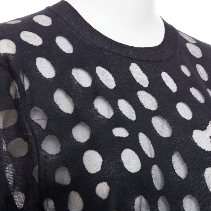 ACNE STUDIOS 2014 Ninah Dots black cotton irregular dots sheer sweater S