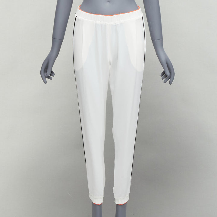 FENDI white silky black orange trims casual jogger pants IT36 XXS