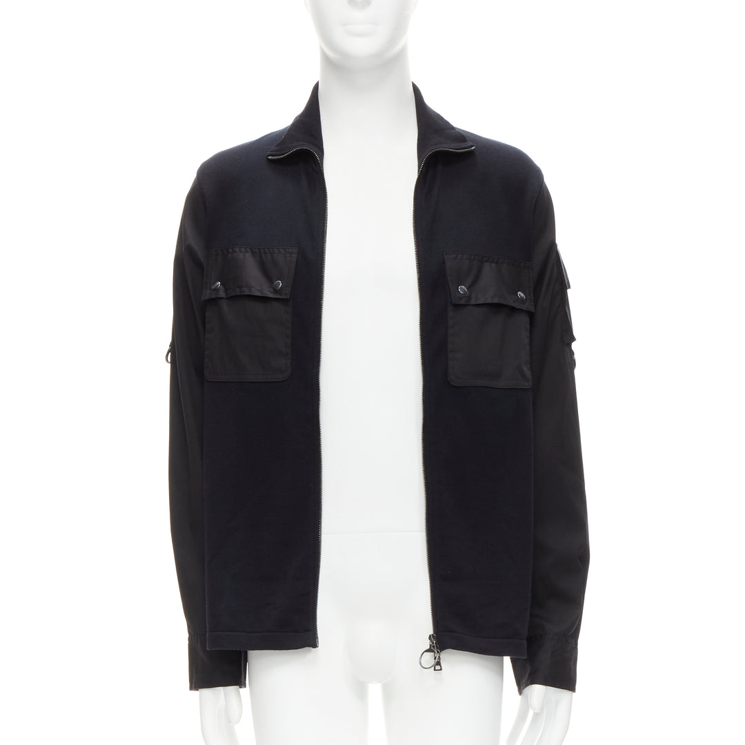 PRADA LINEA ROSSA black cotton utility pocket zip up  jacket IT50 L