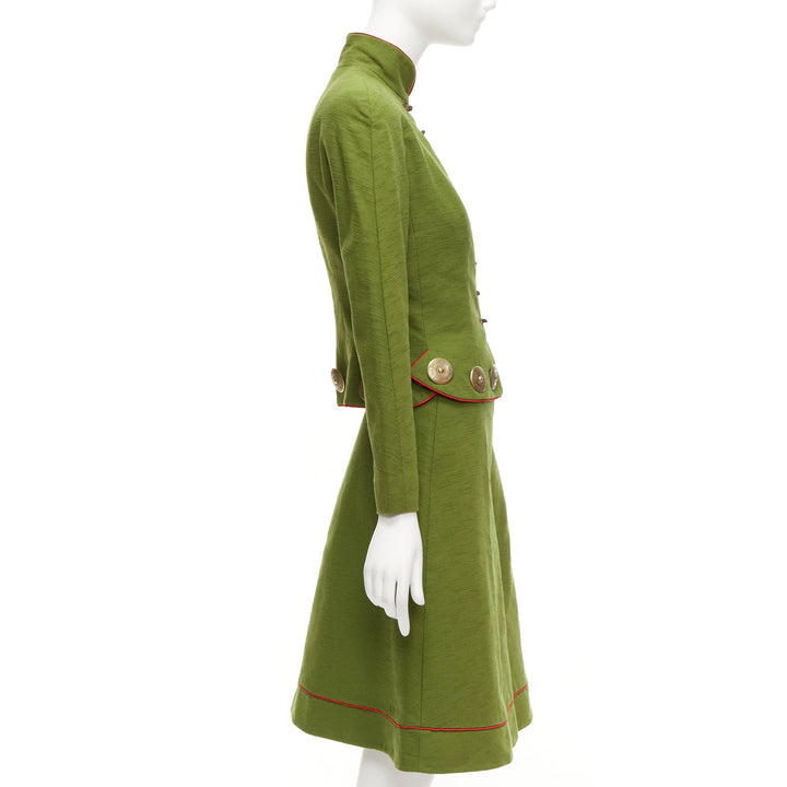 rare CHRISTIAN DIOR John Galliano 1999 Mao Communist green skirt suit FR36/38