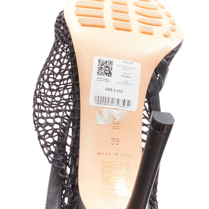 BOTTEGA VENETA gold ankle chain black mesh leather dorsay sandals EU39